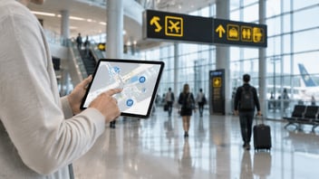 Airport wayfinding och passagerarflöde på en och samma karta