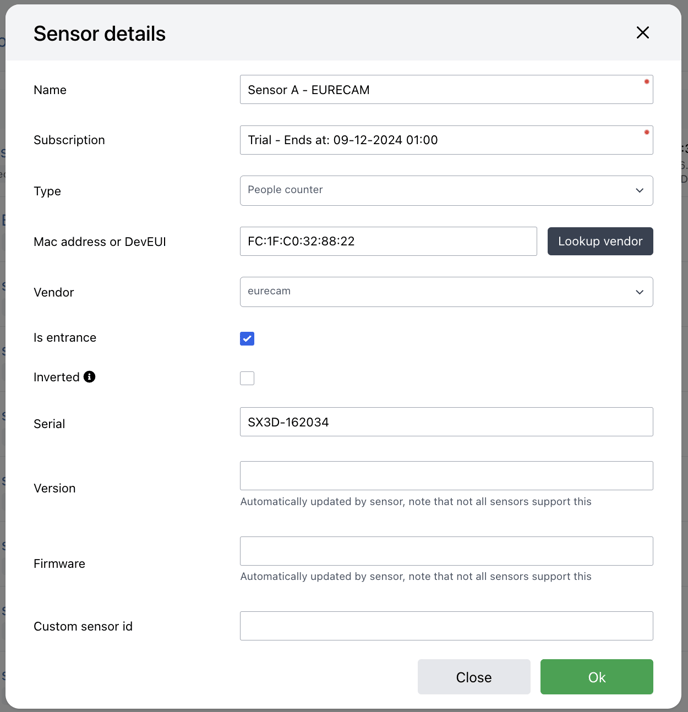 Eurecam vemcount sensor details