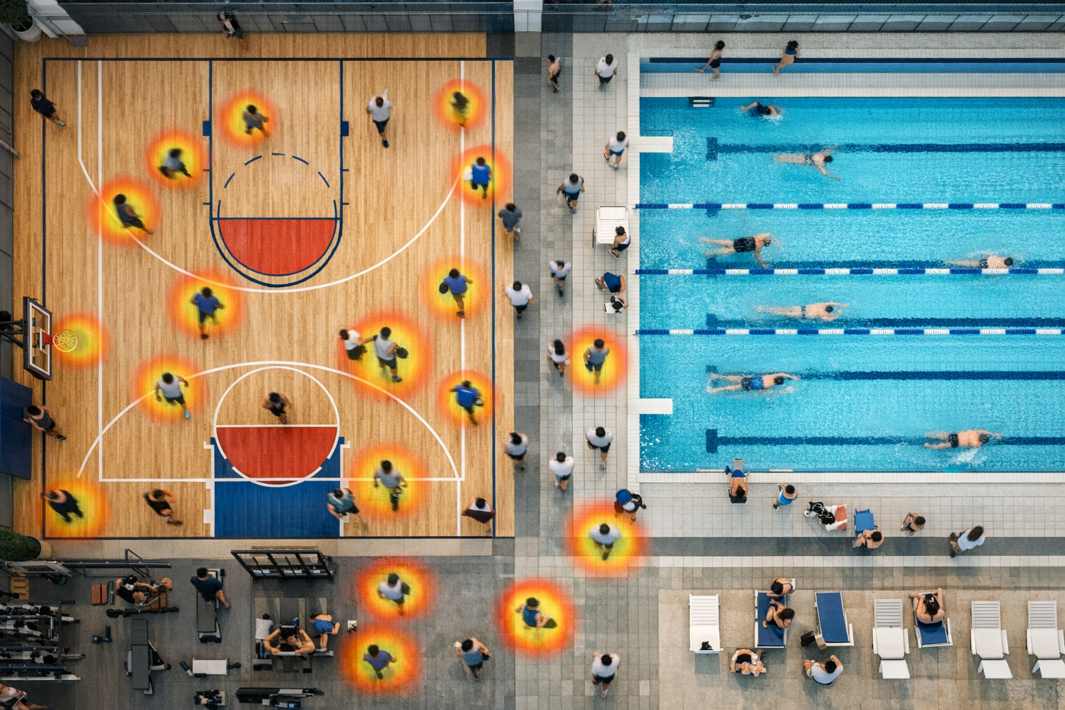 Ginásios e piscinas: dimensionar a equipe pelos picos reais